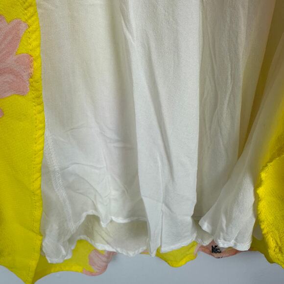 Zara Womens Skater Babydoll Sleeveless Yellow/Pink Floral Mini Dress Medium - Picture 9 of 11